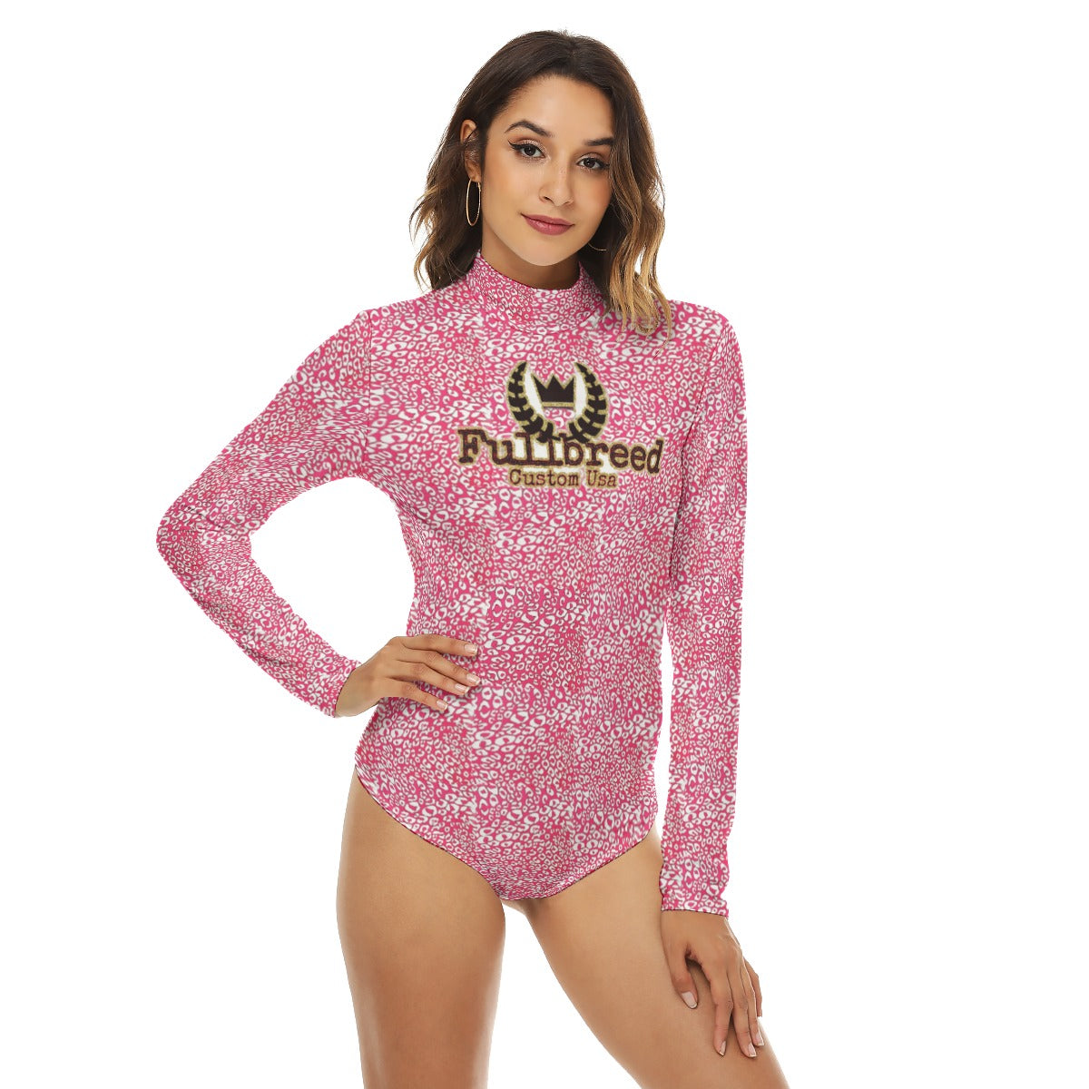 All-Over Print Women's Turtleneck Long Sleeve Bodysuit