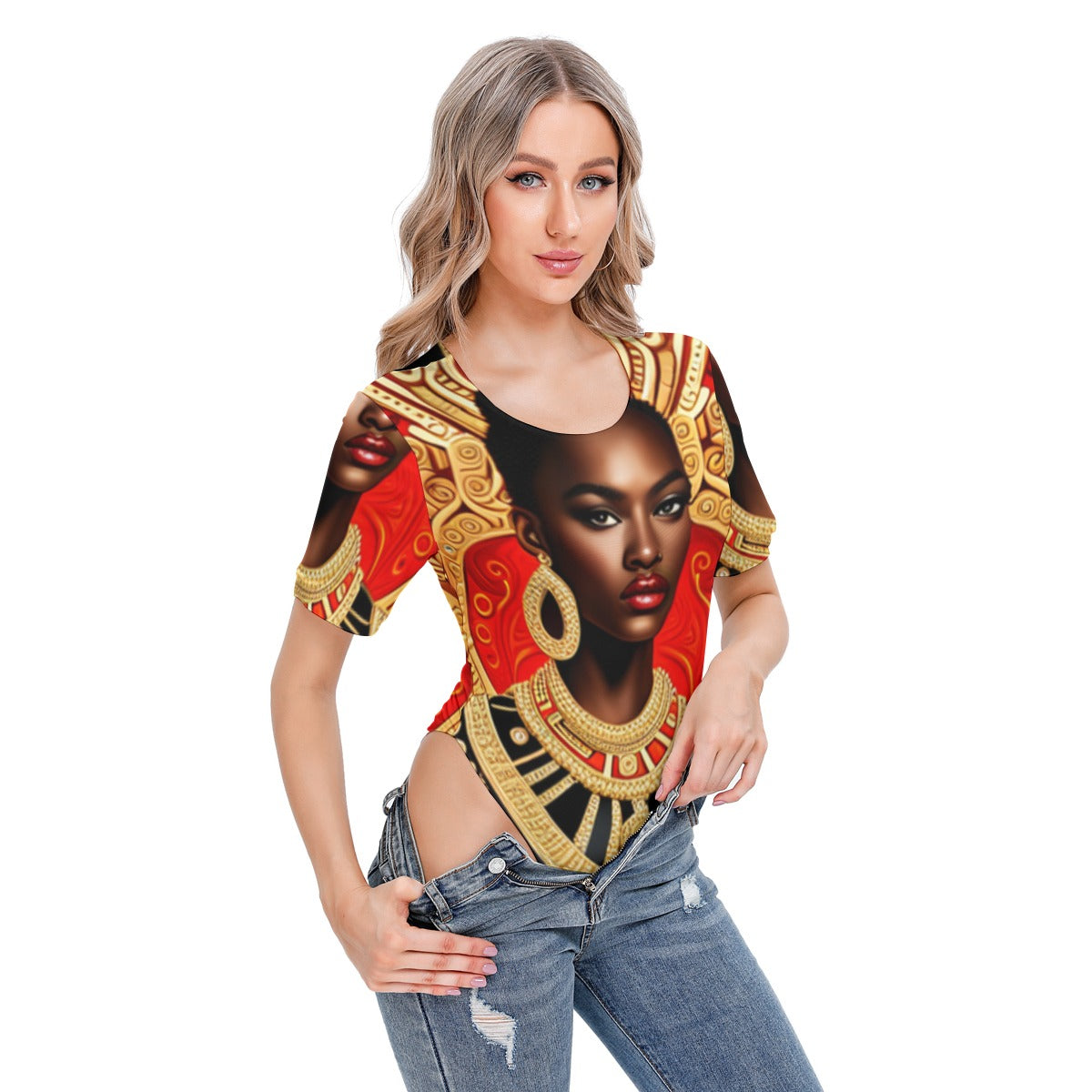 All-Over Print Women's Short Sleeve Bodysuit