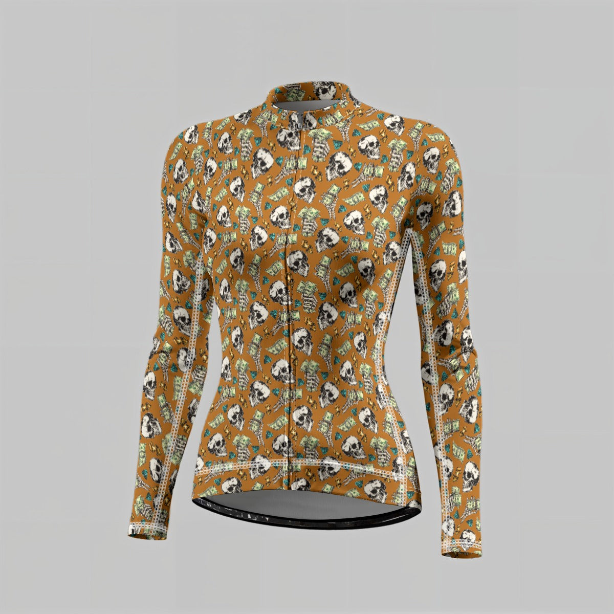 fullbreedboutique Print Raglan Women's Cycling Jersey With Long-Sleeve