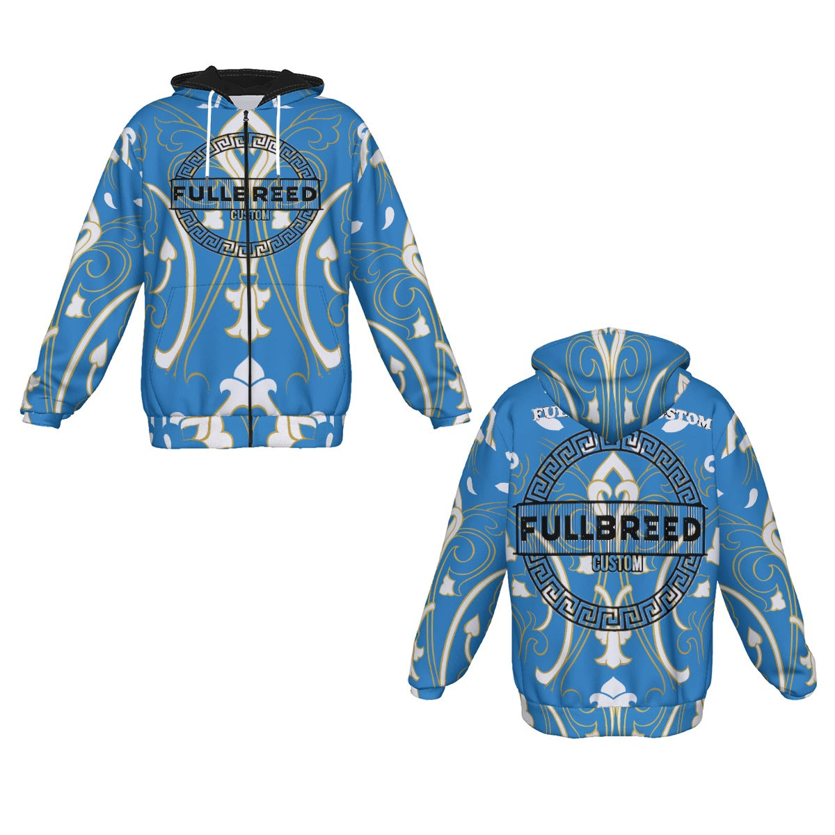 FullbreedBoutique Print Men's Heavy Fleece Zip Up Hoodie