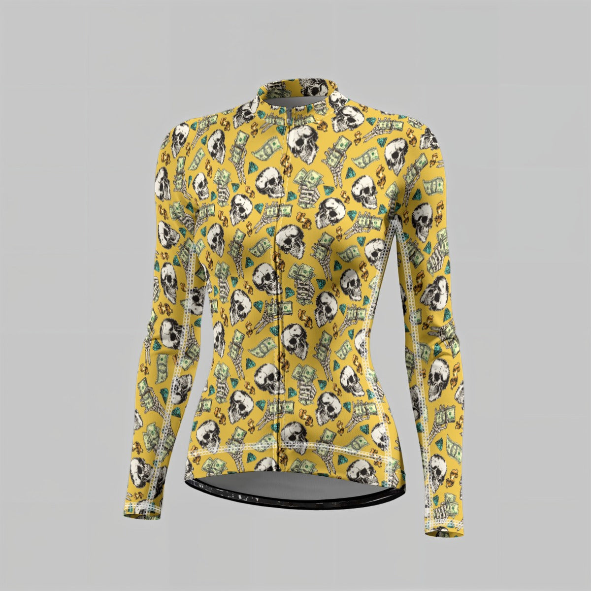 fullbreedboutique Print Raglan Women's Cycling Jersey With Long-Sleeve