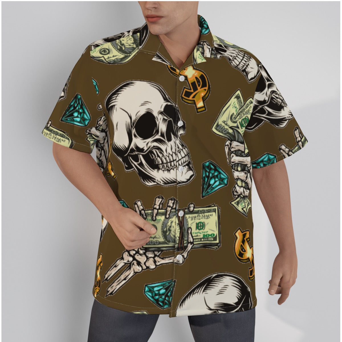 fullbreedboutique Print Men's Hawaiian Shirt With Button Closure