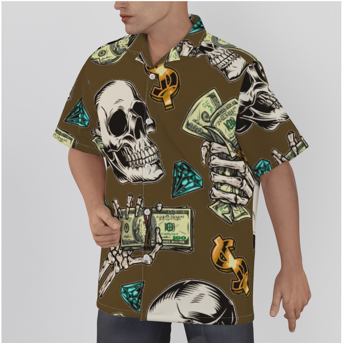 fullbreedboutique Print Men's Hawaiian Shirt With Button Closure