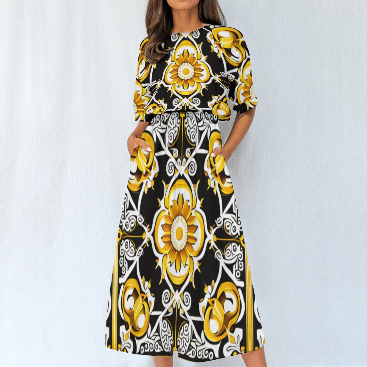 All-Over Print Women's Elastic Waist Dress