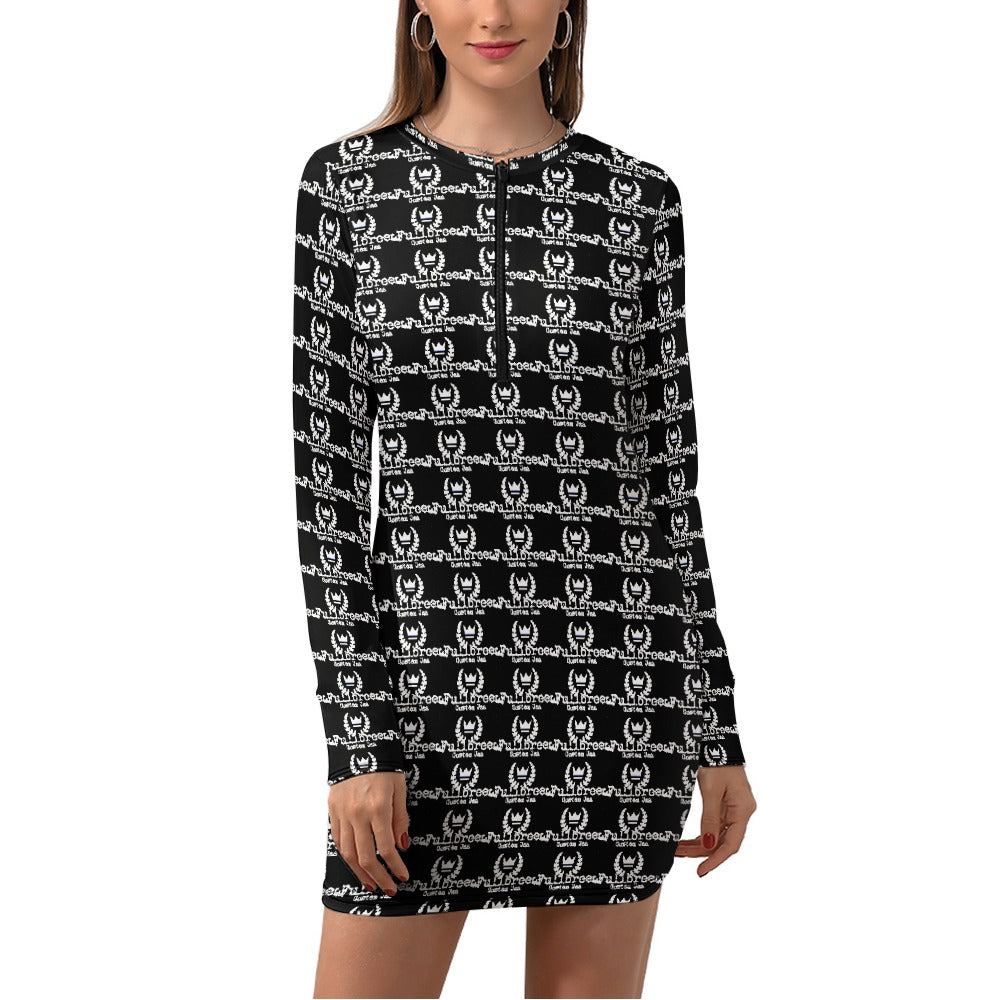 fullbreedboutique Women's Zipper Long Sleeve Hip Dress