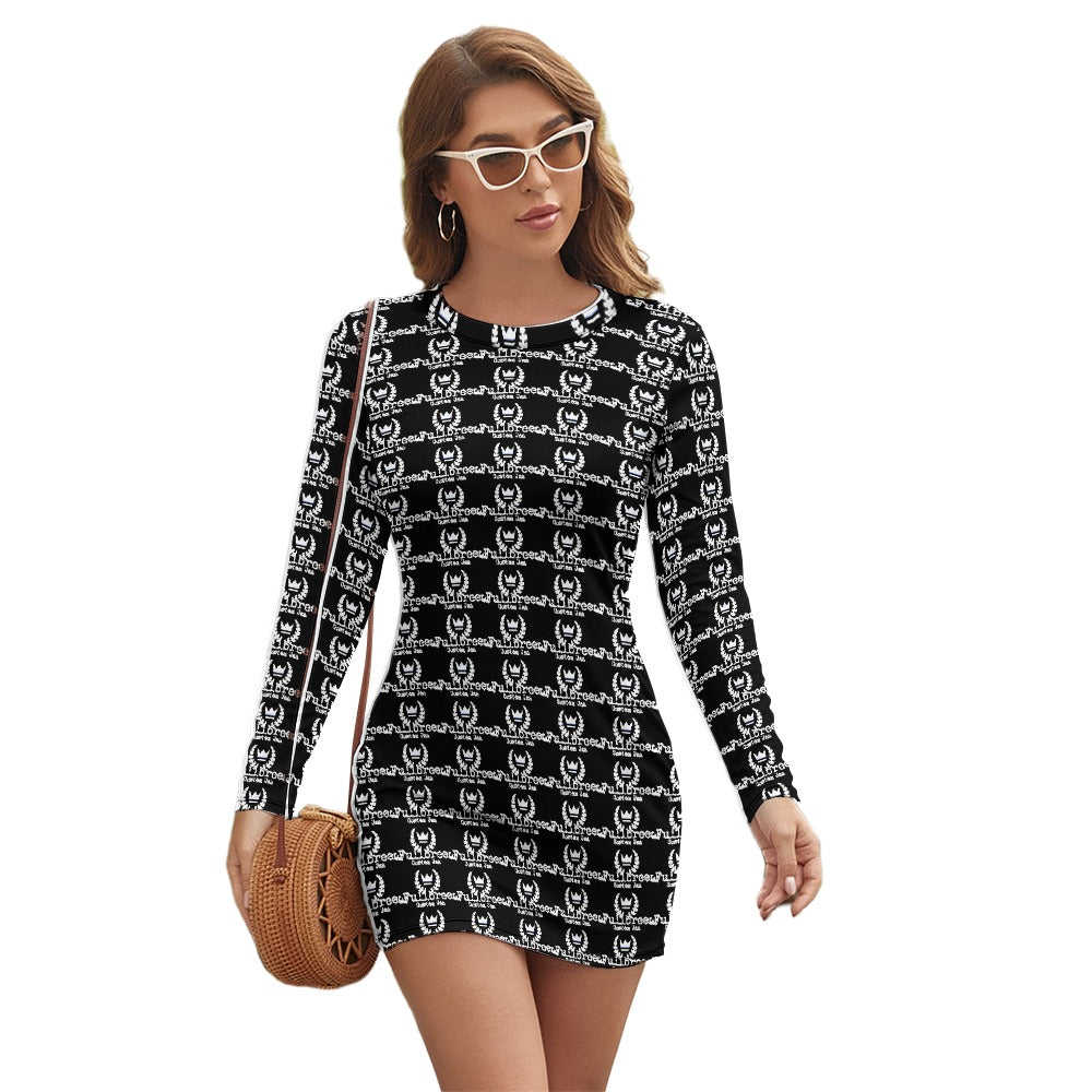 fullbreedboutique Women's Long Sleeve Round Neck Slim Dress