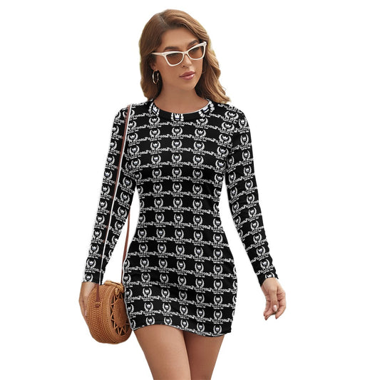 fullbreedboutique Women's Long Sleeve Round Neck Slim Dress